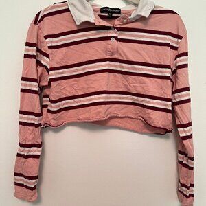 Almost Famous Striped long sleeve crop top